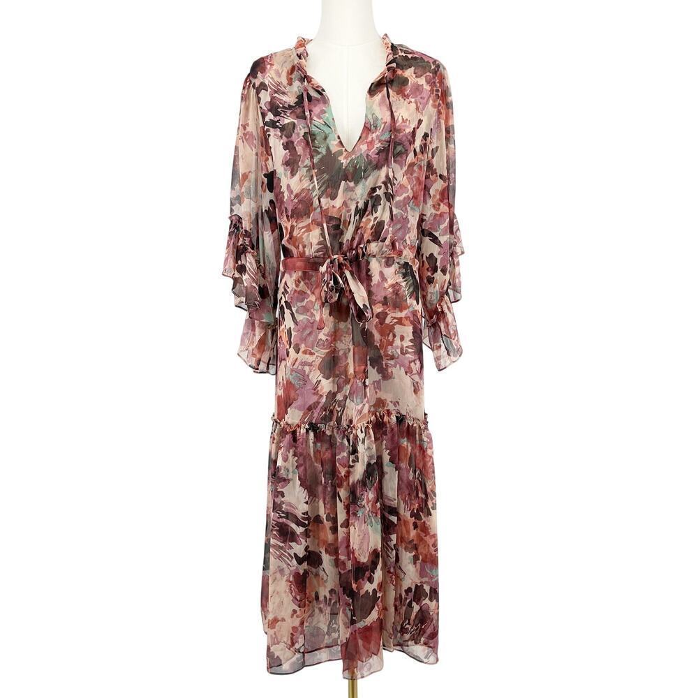 Misa Los Angeles Marcele Ruffled V-Neck Maxi Dress in Floral Dream Size XS - Picture 4 of 14